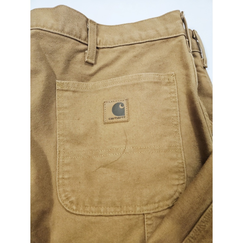 Carhartt Plaid Lined Brown Original Dungaree Fit Canvas Work Pants Mens 42x30 - Picture 4 of 11